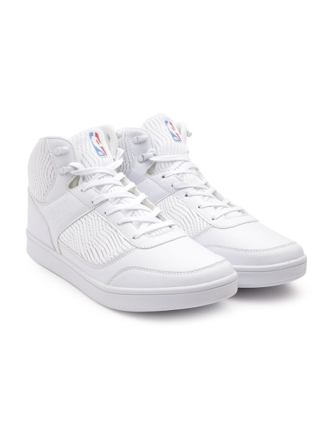 

NBA Men White Solid Mid-Top Sneakers