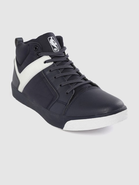

NBA Men Navy Blue Solid Mid-Top Sneakers