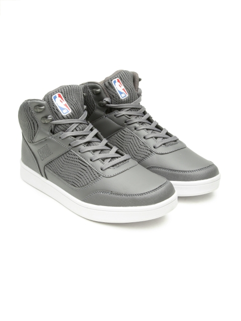 

NBA Men Charcoal Grey Solid Mid-Top Sneakers