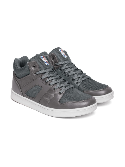 

NBA Men Grey Solid Mid-Top Sneakers