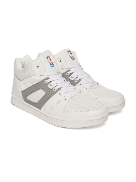 

NBA Men White Solid Mid-Top Sneakers