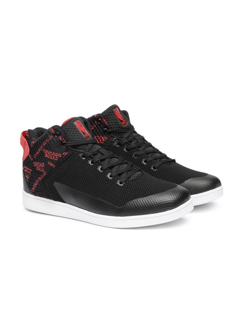 

NBA Men Black Solid Synthetic Mid-Top Sneakers