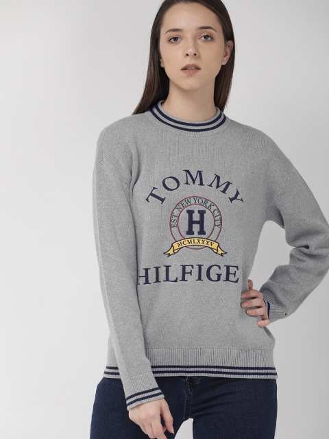 

Tommy Hilfiger Women Grey Embroidered Pullover Sweater