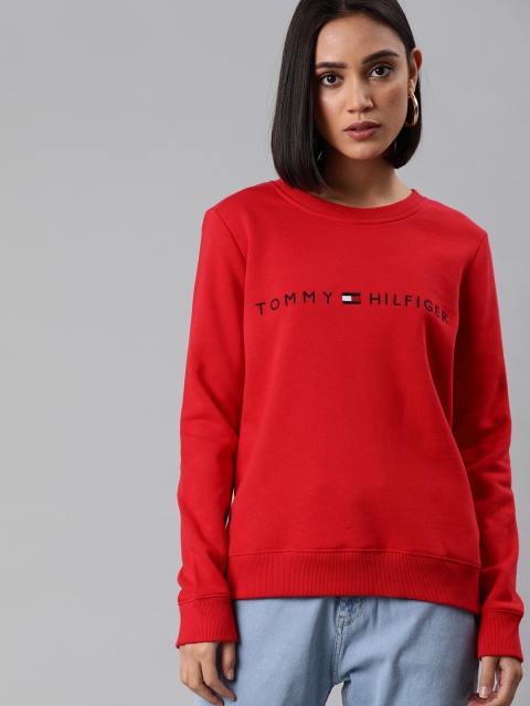 

Tommy Hilfiger Women Red Embroidered Pullover Sweatshirt