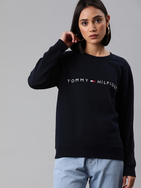 

Tommy Hilfiger Women Navy Blue Embroidered Pullover Sweatshirt