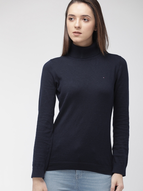 

Tommy Hilfiger Women Navy Blue Solid Turtle Neck Pullover Sweater