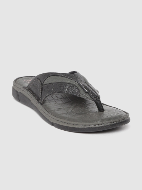 

Lee Cooper Men Black Textured Leather Comfort Sandals