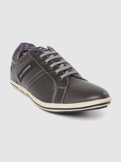 

Lee Cooper Men Charcoal Grey Solid Leather Sneakers