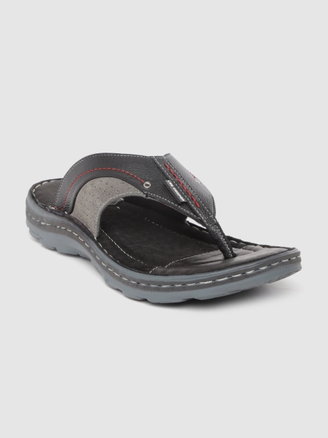 

Lee Cooper Men Black & Grey Leather Comfort Sandals