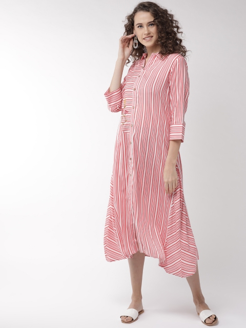 

InWeave Women Pink & White Striped Shirt Dress