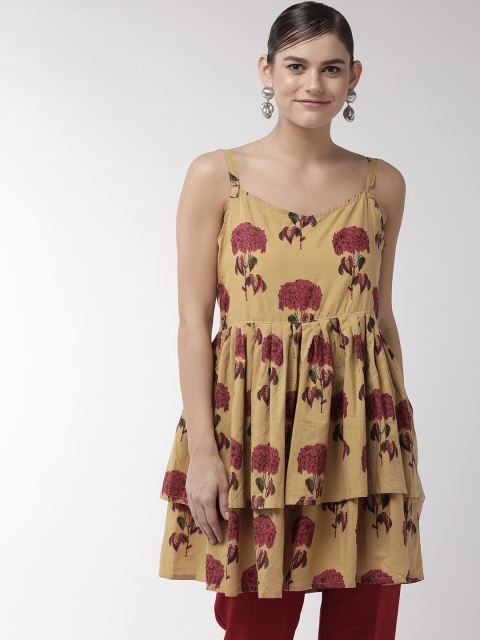 

InWeave Women Brown & Pink Printed A-Line Top