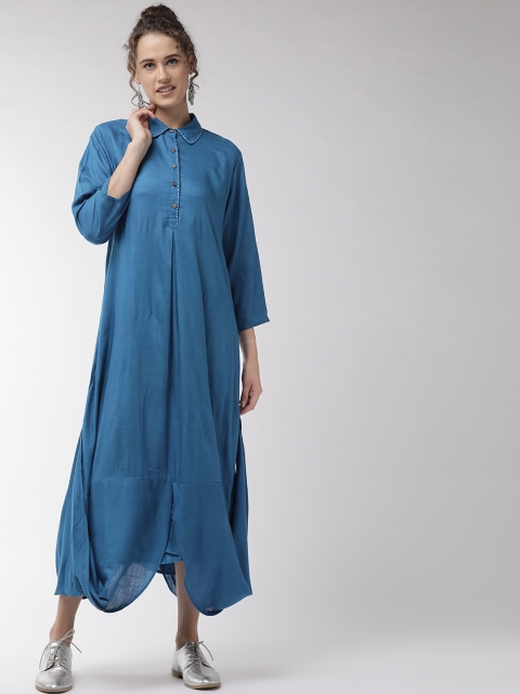 

InWeave Women Blue Solid Shirt Maxi Dress