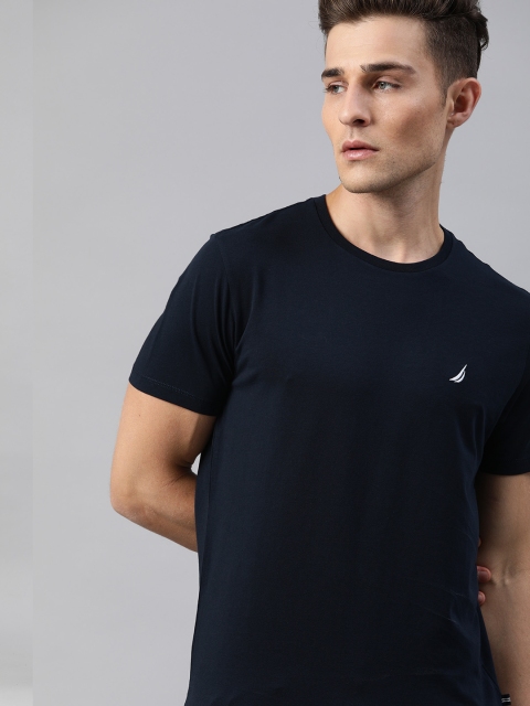 

Nautica Men Navy Blue Solid Round Neck T-shirt