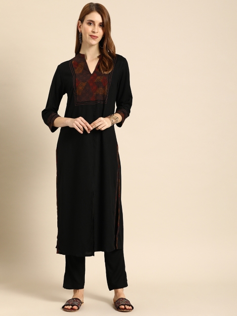 

IMARA Women Black Printed Kurta with Trousers
