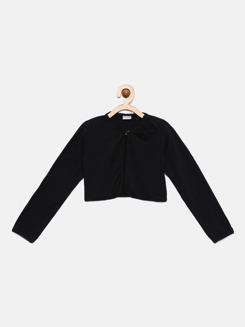 

Aomi Girls Black Solid Button Shrug