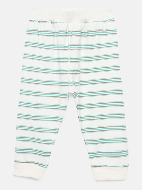 

Aomi Infants White & Green Striped Leggings