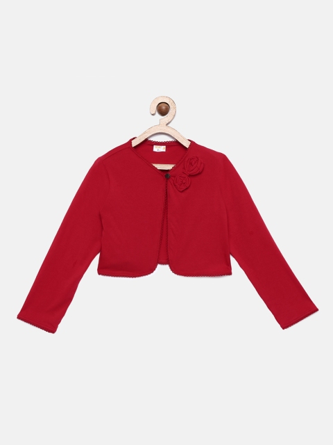 

Aomi Girls Red Solid Open Front Shrug