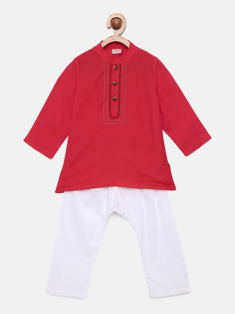 

Aomi Boys Red & White Solid Kurta with Pyjamas