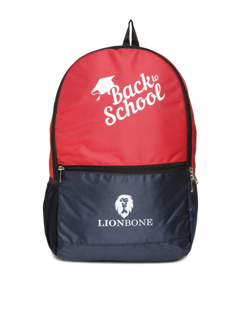 

LIONBONE Kids Red & Navy Blue Typography Backpack