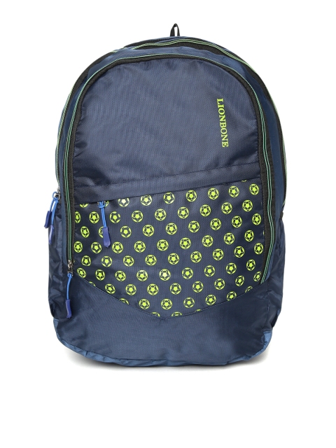 

LIONBONE Unisex Navy Blue & Green Graphic Print Backpack
