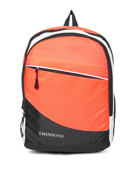 

LIONBONE Unisex Orange & Black Colourblocked Laptop Backpack