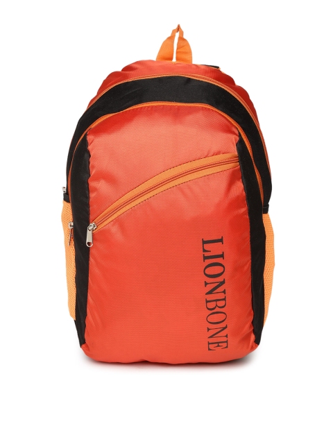

LIONBONE Kids Orange & Black Brand Logo Laptop Backpack
