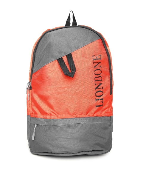 

LIONBONE Kids Orange & Charcoal Grey Colourblocked Laptop Backpack