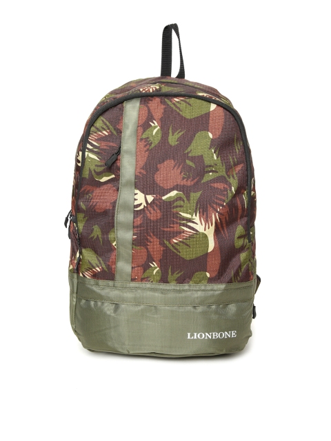 

LIONBONE Kids Olive Green & Brown Tropical Printed Laptop Backpack