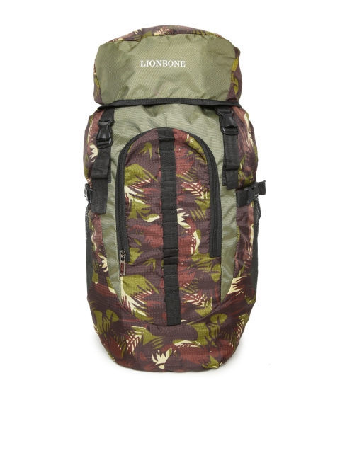

LIONBONE Kids Olive Green & Brown Tropical Print Rucksack