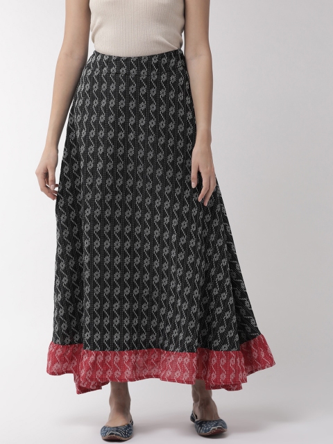 

InWeave Women Black & White Printed Maxi Flared Skirt