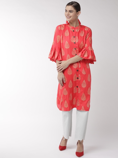 

InWeave Red & Golden Printed Tunic
