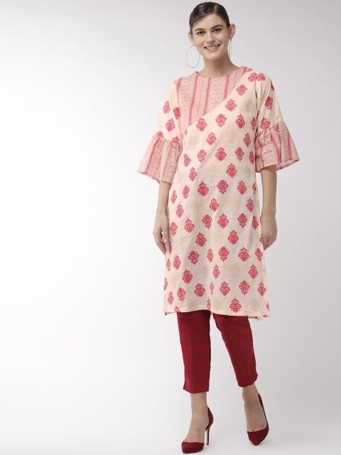 

InWeave Cream-Coloured & Pink Printed Tunic