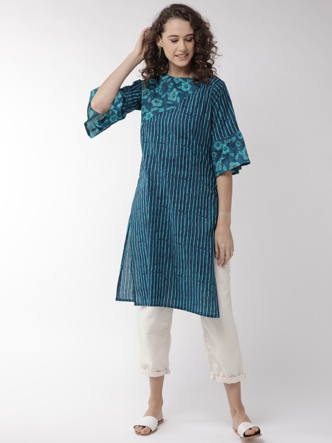 

InWeave Women Blue Striped Tunic