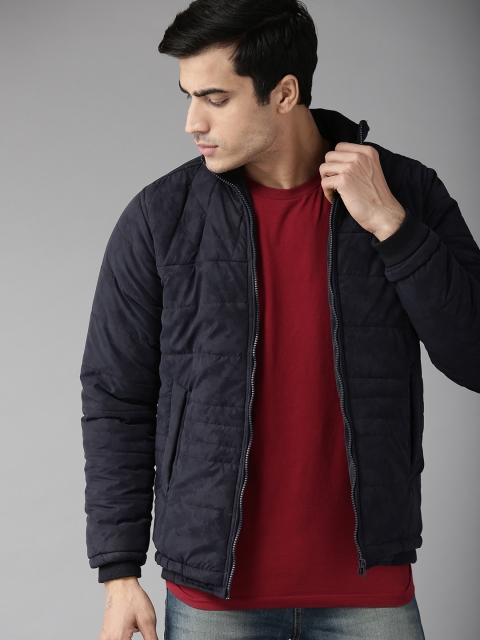 

Roadster Men Navy Camouflage Print Padded Jacket, Navy blue