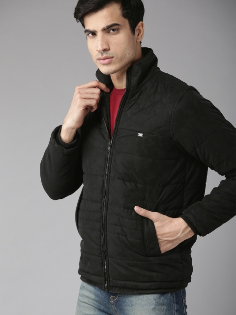 

Roadster Men Black Printed Bomber Jacket