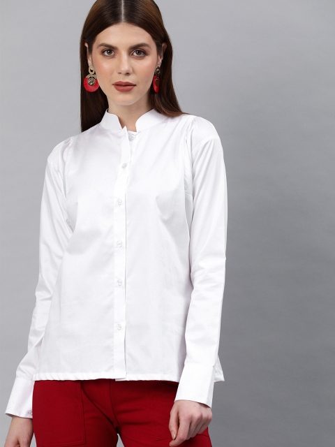 

EMBLAZE Women White Regular Fit Solid Casual Shirt
