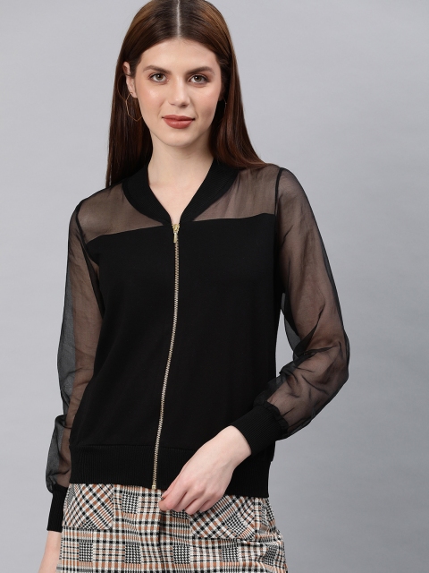 

EMBLAZE Women Black Solid Bomber Jacket