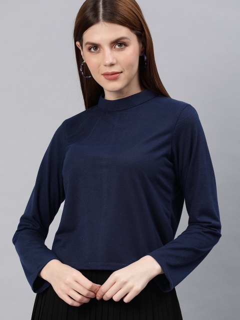 

EMBLAZE Women Navy Blue Solid Top