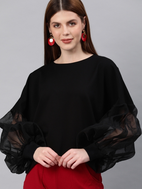 

EMBLAZE Women Black Solid Top
