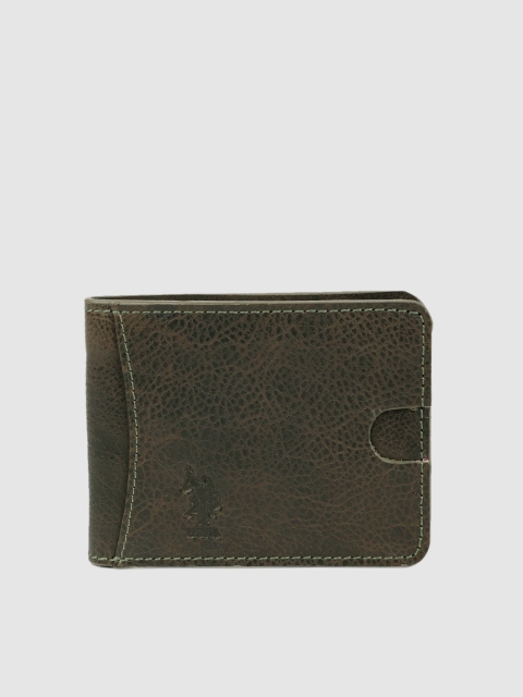 

U.S. Polo Assn. Men Olive Green Solid Two Fold Wallet