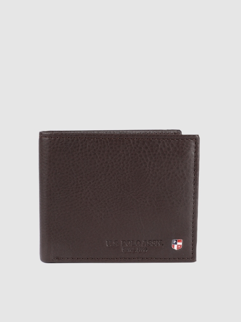 

U.S. Polo Assn. Men Brown Solid Leather Two Fold Wallet