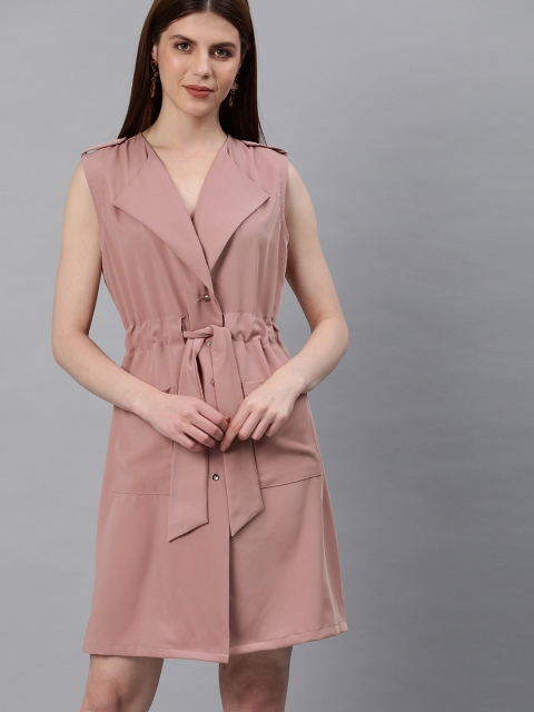 

EMBLAZE Women Pink Solid Fit and Flare Dress