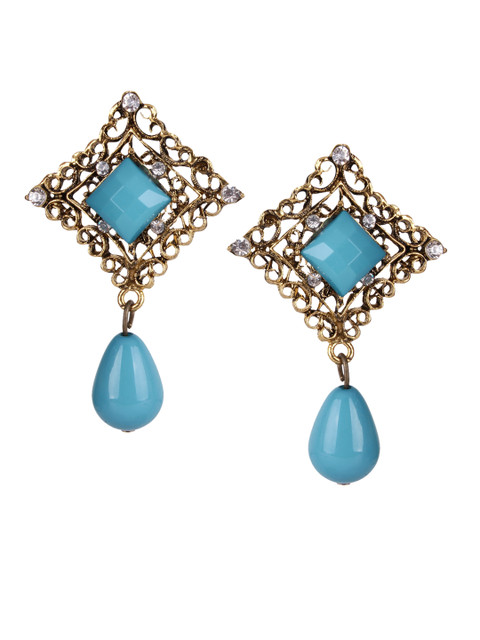 

Shining Diva Gold-Toned & Blue Drop Earrings