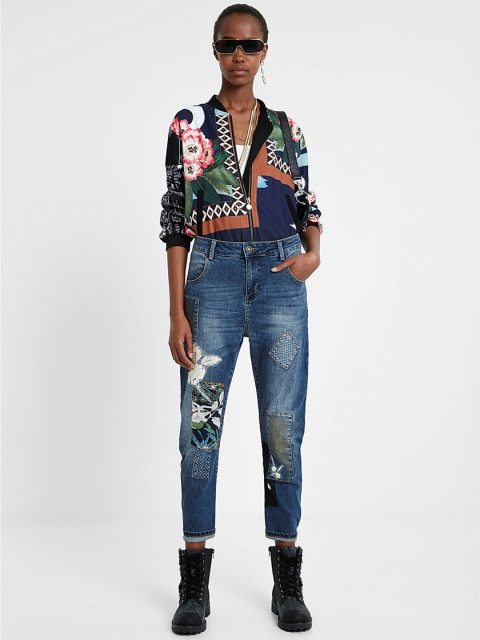 

Desigual Women Blue Boyfriend Fit High-Rise Clean Look Jeans