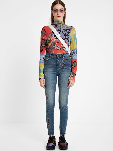 

Desigual Women Blue Skinny Fit High-Rise Clean Look Jeans