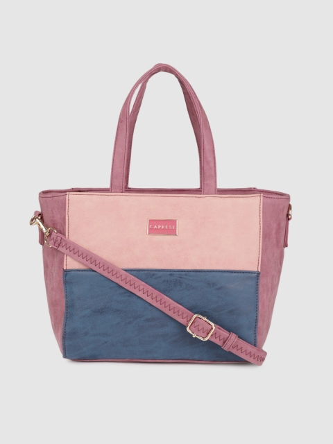 

Caprese Blue & Pink Colourblocked Handheld Bag