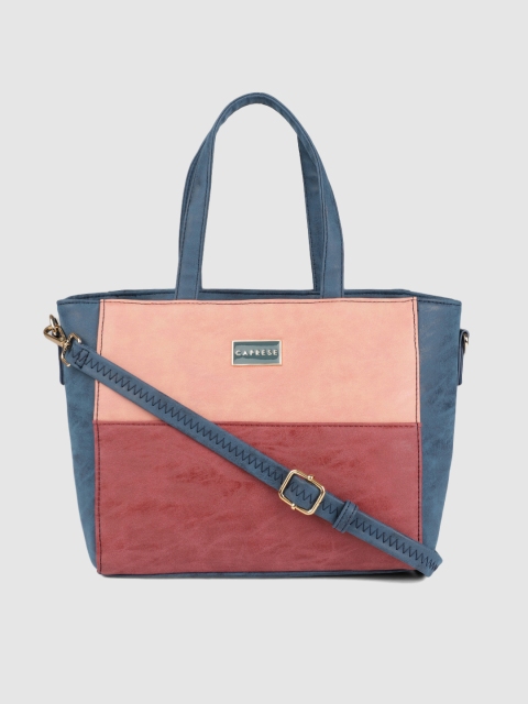 

Caprese Red & Blue Colourblocked Handheld Bag