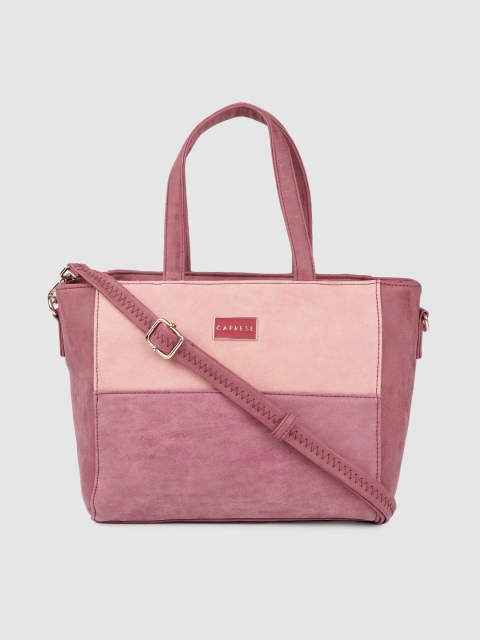 

Caprese Pink & Peach-Coloured Colourblocked Handheld Bag