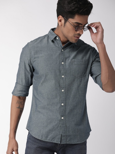

Denizen From Levis Men Grey Regular Fit Solid Casual Shirt