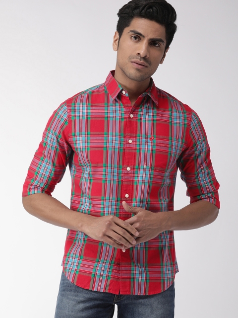 

Denizen From Levis Men Red & Green Regular Fit Checked Casual Shirt